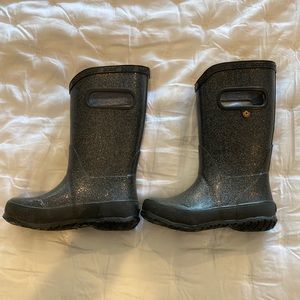 Bogs, Waterproof Rain Boots, Black Sparkle, Size 9